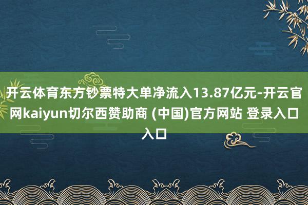 开云体育东方钞票特大单净流入13.87亿元-开云官网kaiyun切尔西赞助商 (中国)官方网站 登录入口